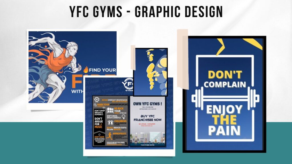 YFC GYMS - graphics design and branding by hussain saifee husainzz